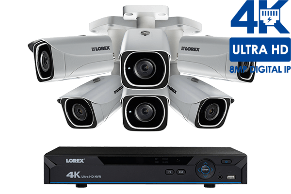 PACK NVR 8 canaux 4K Ultra HD 2 To avec 6 caméras IP extérieur 4K de 8MP LN1081-46	